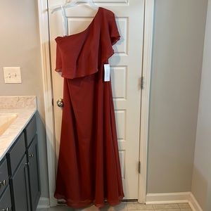 Terracotta One Shoulder Maxi Dress